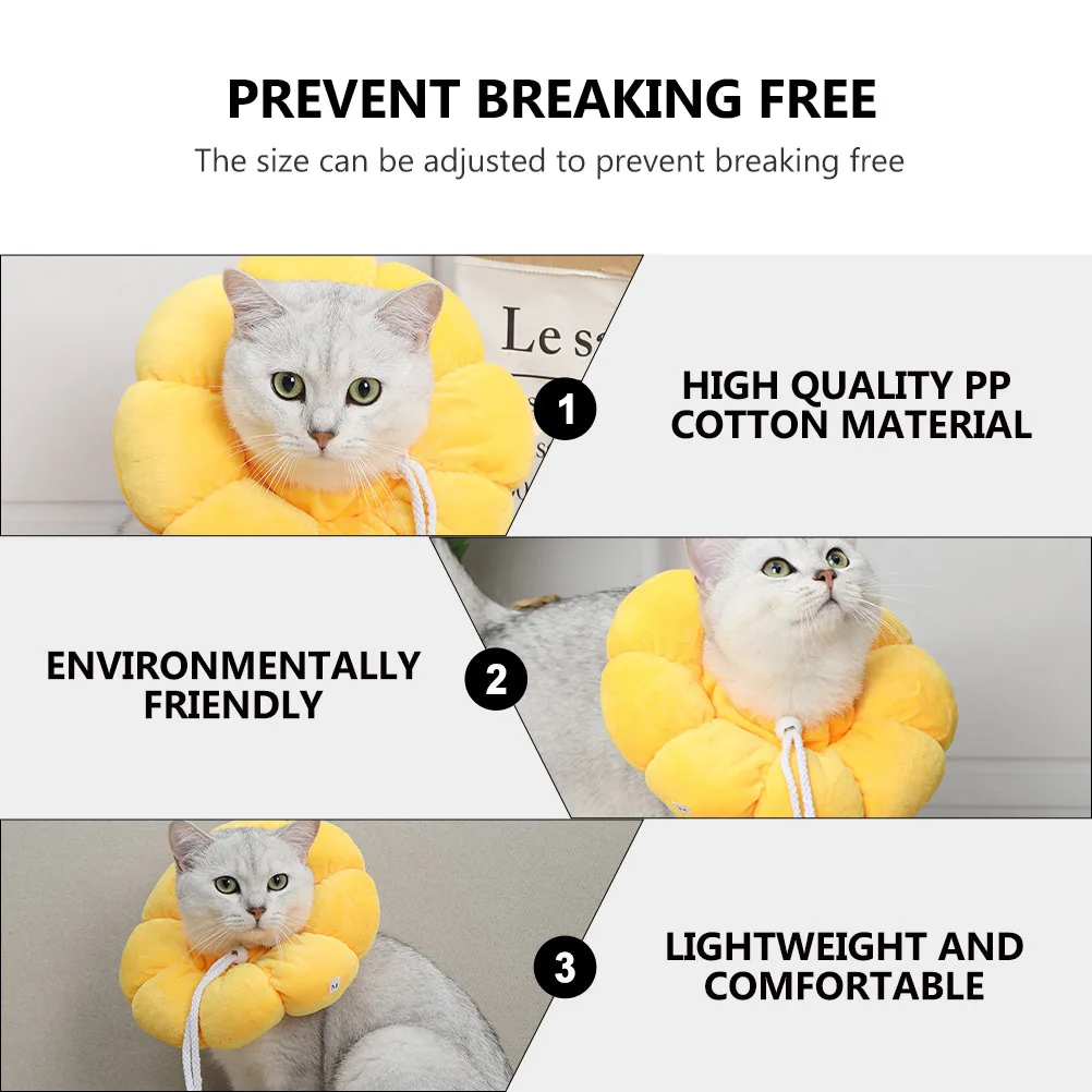 

Cat Recovery Collar Sunflower Shape Medical Cone Stop Licking Scratching Breathable Cotton Comfortable Cat Recovery Cone
