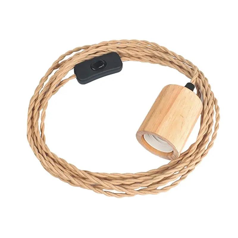 Kit cavo per lampada a sospensione A24F-Wood, cavo per lampada da sospensione industriale vintage da 14,76FT con corda in nylon intrecciata E26
