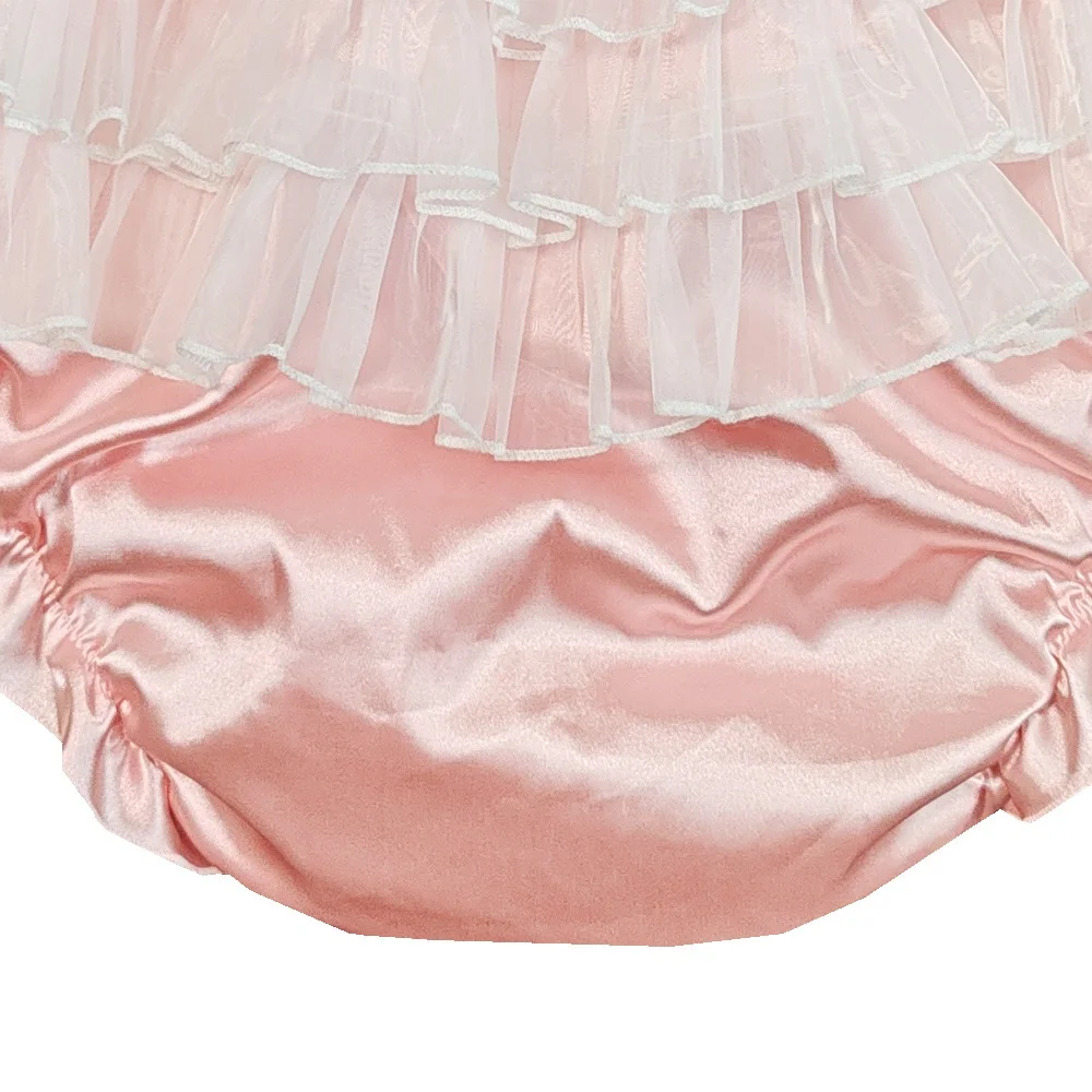 Satin Leak-proof Underwear Cover with Multiple Ruffles, With Leakage Protection, Adorable Layered Lace, Reusable, Washable