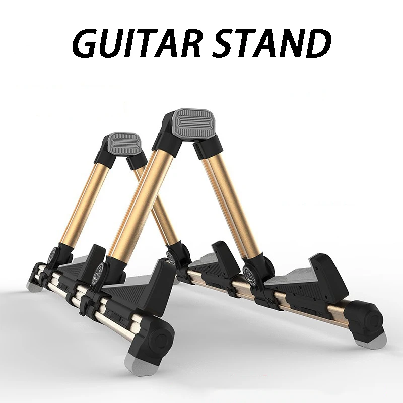 

Foldable Guitar Stand Holder Portable Storage Aluminum Alloy Stands for 2 Guitars Bass Folding Bracket Stringed Instrument Parts