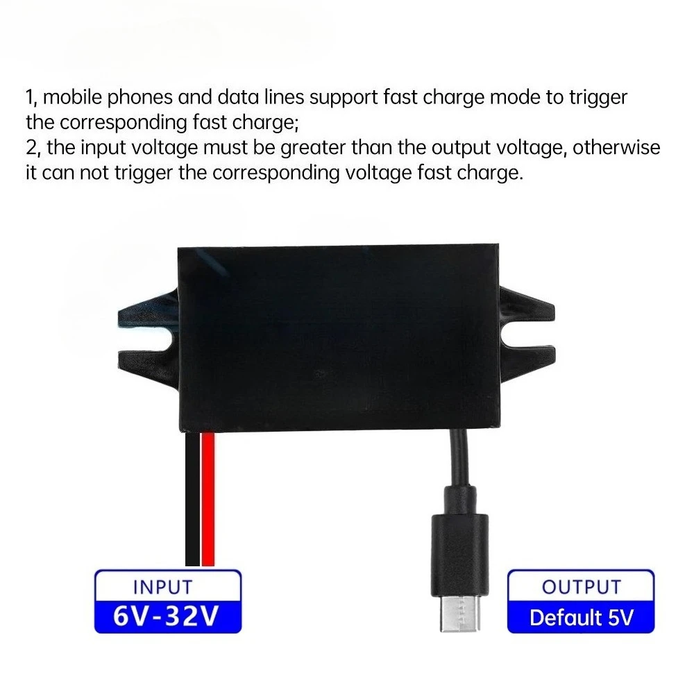 DC 6-30V to 5V 9V 12V 24W Voltage Power Supply Output USB-A Female/Type C USB Step Down  Adapter Car Power Converter Waterproof
