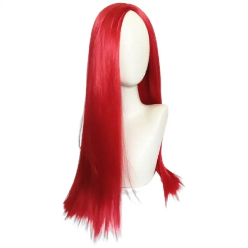 Perruque de Cosplay Anime The Nightmare Before Sally pour femmes, cheveux synthétiques longs rouges d'halloween avec raie centrale 70CM, accessoires de perruques