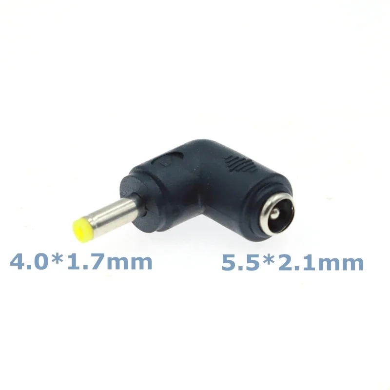 5pcs/lot DC 4.0x1.7mm Male 5.5x2.1mm Female Plug 90 Degree Elbow DC Power Connector Adapter Notebook Computer 4.0*1.7 to 5.5*2.1