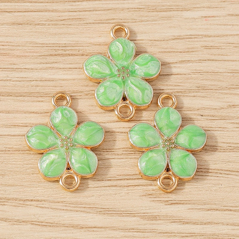 Tusember 20 Stück 14x18mm Bunte Emaille-Blumen-Charms-Verbinder für Schmuckherstellung, Armbänder, Halsketten, DIY-Handarbeitszubehör – Detail 8