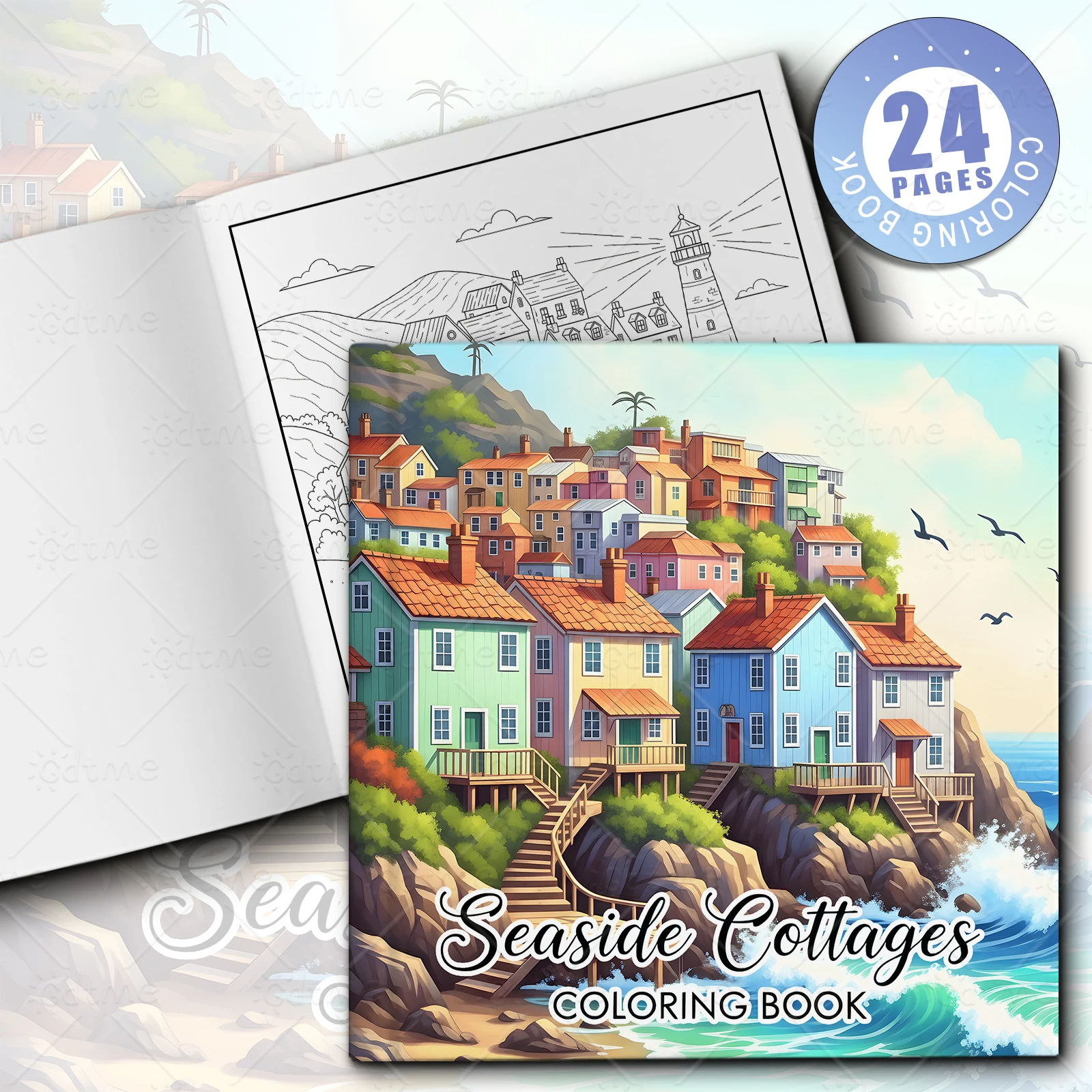 Seaside Town Coloring Book for - Adult Coloring Book Stress Relief recension och pris