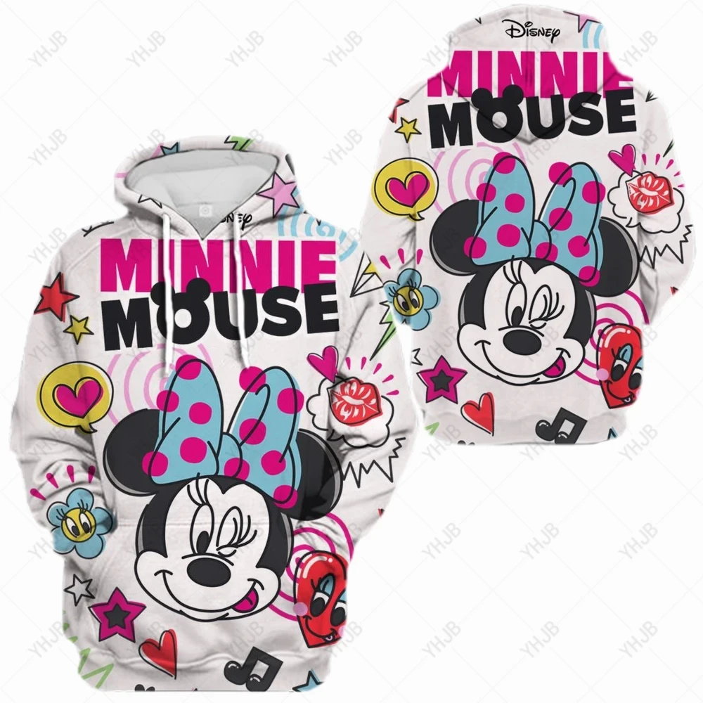 Sudadera con capucha Disney 3D para hombre, diseño Minnie y Mickey Mouse, Harajuku