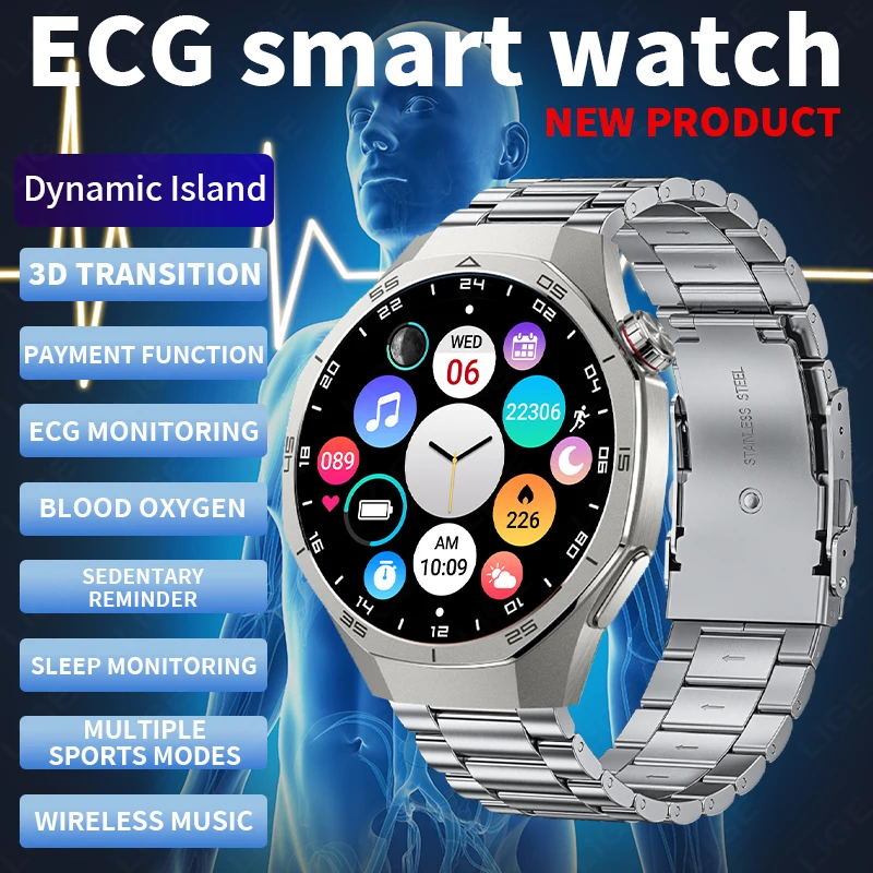 Relojes inteligentes LIGE completamente táctiles ECG monitoreo del ritmo cardíaco reloj inteligente con esfera 3D para mujer reloj inteligente deportivo monitoreo de salud Fitness