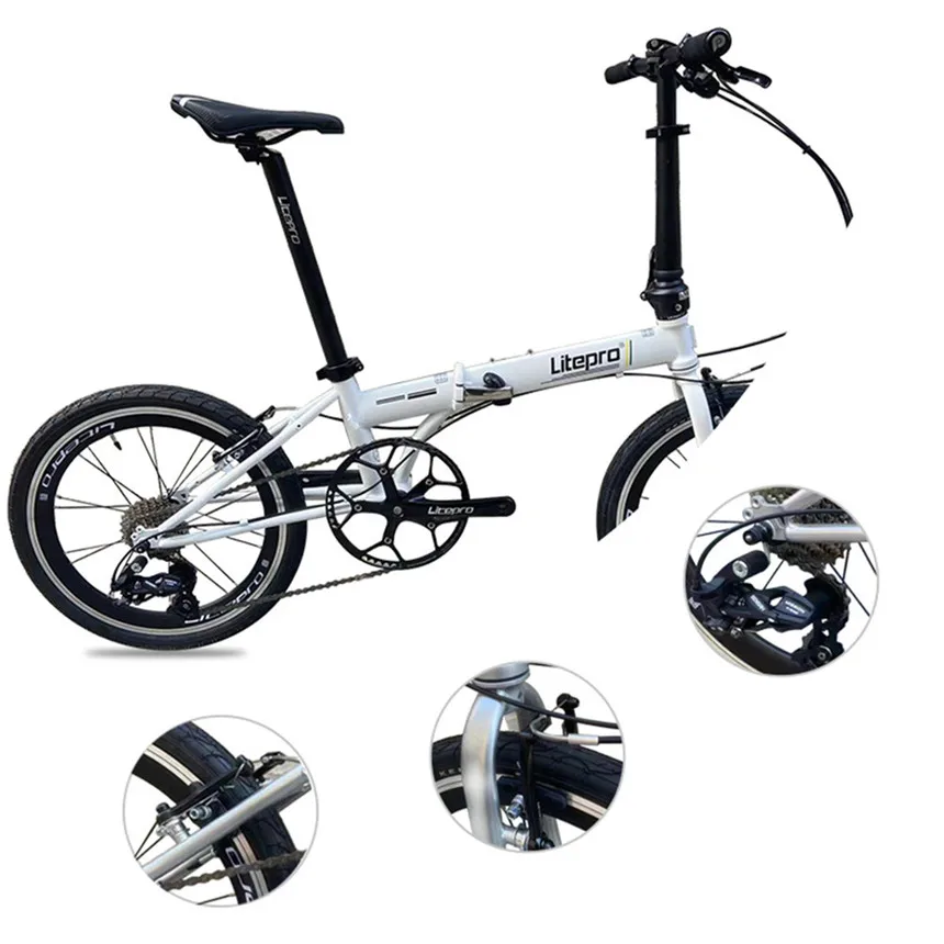 LP Litepro External 10Speed 20Inch Steel Folding Bike Aluminum Alloy Bicycle Ultralight Portable Vehicl