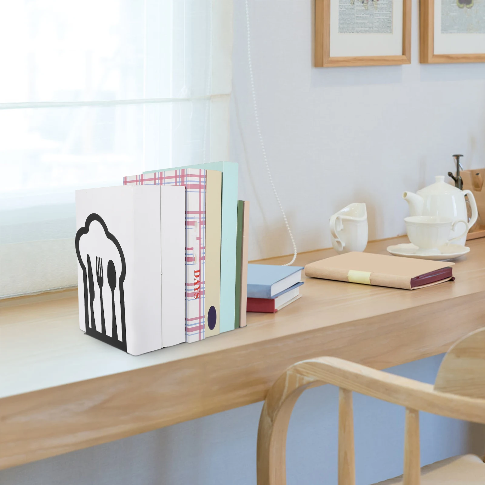 

2 Pcs Bookends Desktop Holders Black File Crafted Decorative Book Practical Storage Study Office
