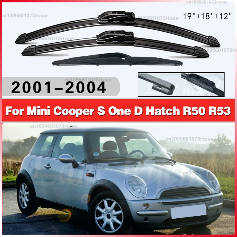 

For Mini Cooper S One D Hatch R50 R53 2001 - 2004Windshield Windscreen Window 19"+18"+12"Wiper Front & Rear Wiper Blades Set Kit