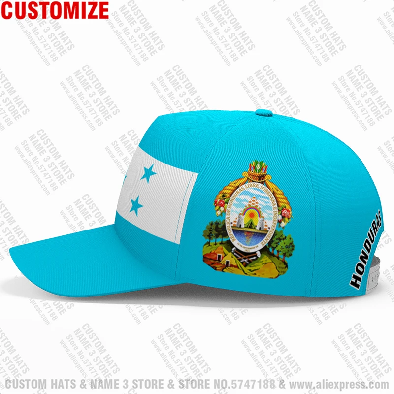 Honduras Male Diy Free Custom Made Name Number Hat Nation Flags Hn Country Print Photo Honduran Spanish Unisex Baseball Cap