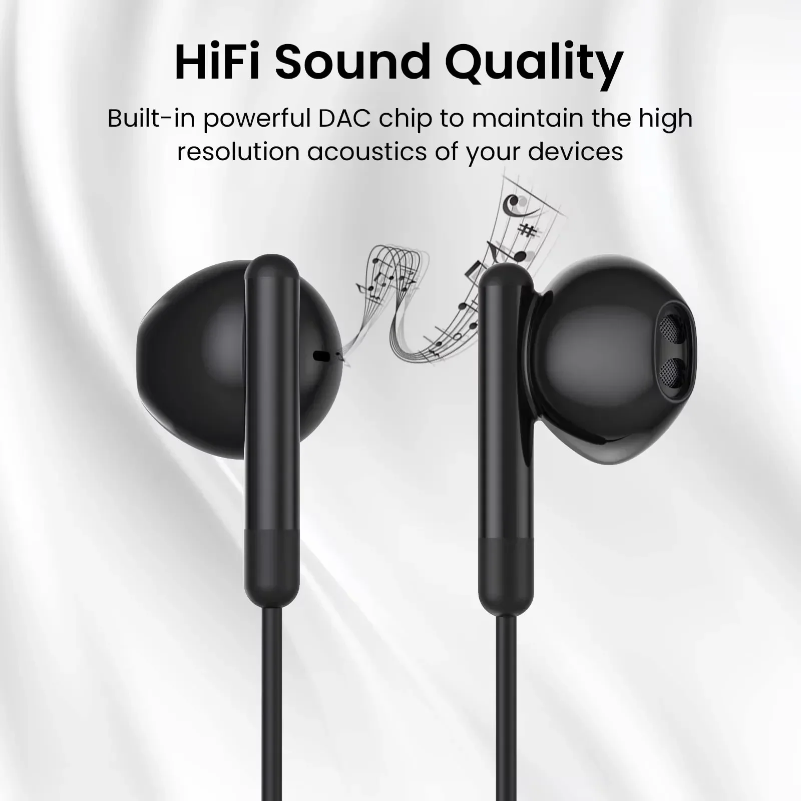 3.5mm HiFi USB Type C For iPhone 15 16 Samsung Xiaomi Realme Poco Headphone Bass Stereo Volume Control Earbud Mic Wired Earbuds