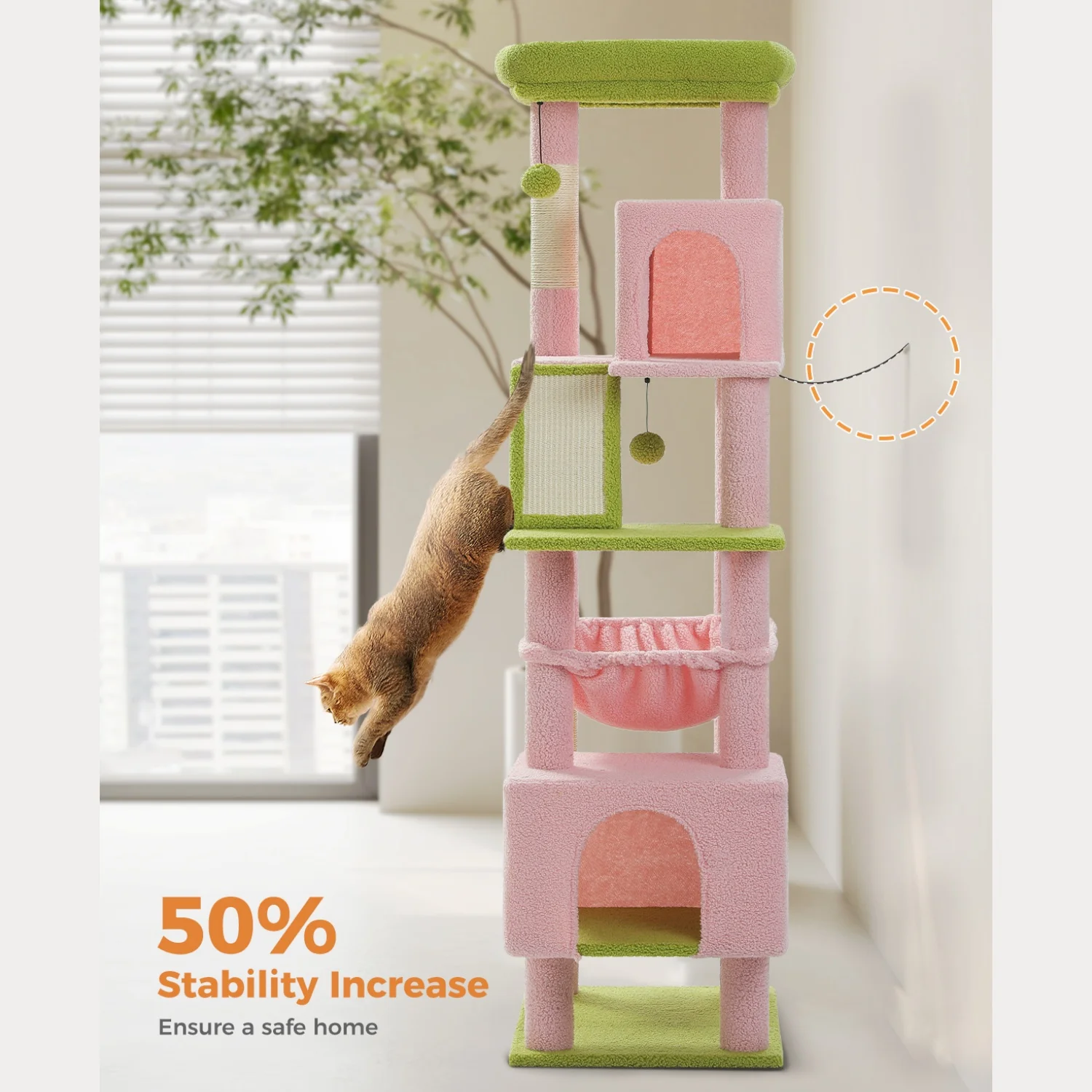 

71 Inch Cat Tower for Indoor Cats Multi-Level Cat Condo with Scratching Posts Perches Hammock Cave