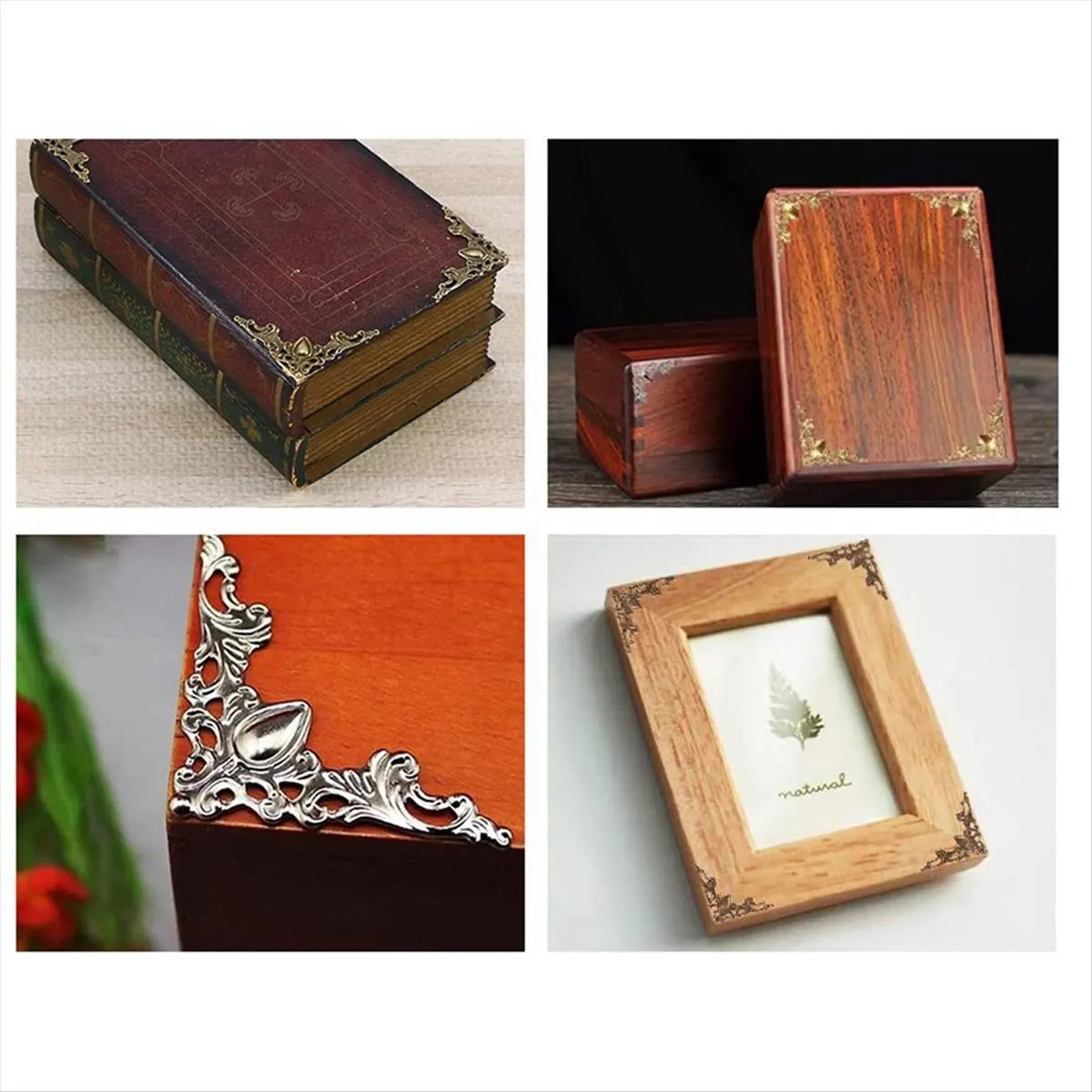 A20I 120PCS Metal Book Corner Protector, 4 Colors Iron Guard Edge Cover, Vintage Antique Book Scrapbooking Corner Protector
