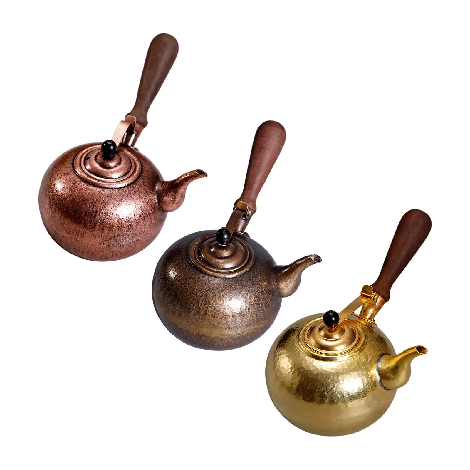 Teapot with Wooden Side Handle Hot Water Kettle for Hiking Restaurant Picnic