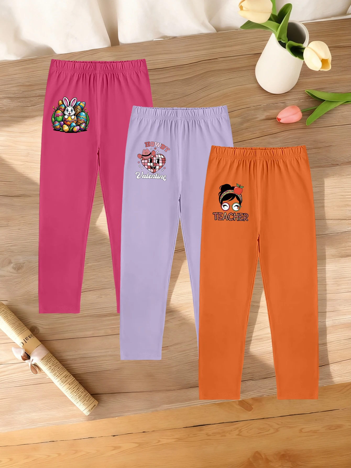 

3-х предметная рубашка на Пасху и День святого Валентина, мультяшный кролик, сердце, принт с пасхальным яйцом, милая повседневная базовая рубашка для осенних девочек