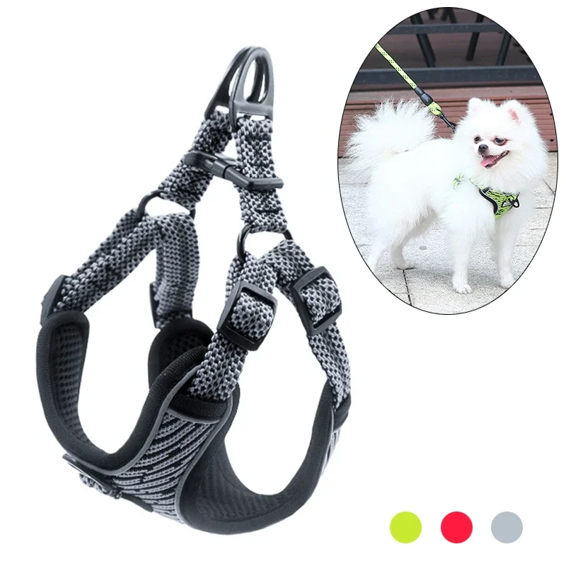 

Reflective Puppy Medium Dog Harnesses for Small Dogs French Bulldog Shih Tzu Padded Pet Harness and Leash Set Mascotas Supplies