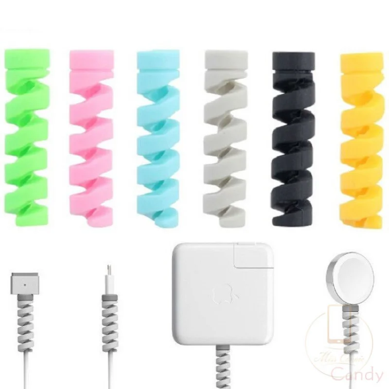 Universal Silicone Cable Protector Data Cord Spiral Winder Wire Line Cable Organizer for Charge Cable Protective Case Cover