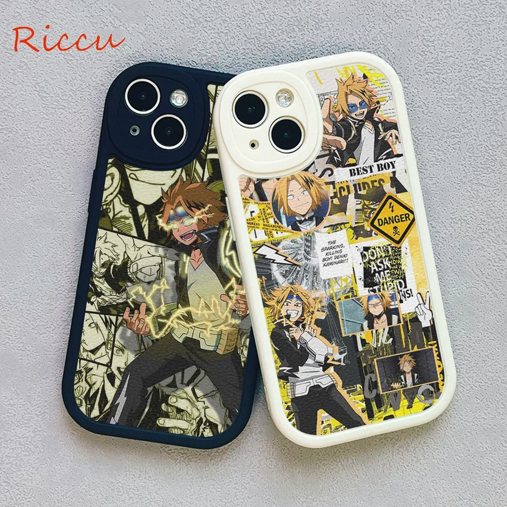 Denki Kaminari Phone Case for Iphone 14 promax 16pro 15pro 13pro 12MiNi 14plus iphone16 XR XS cartoon Lambskin Protective Covers