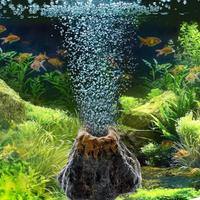 1PC Aquarium Fish Tank Decor Volcano Shape Air Bubble Stone Oxygen Pump Decoration Hiding Fish Cave Resin Ornaments