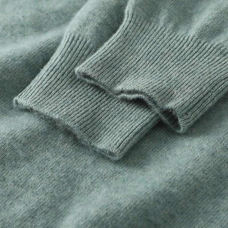 سترة رجالية جديدة من الصوف الأسترالي 100% برقبة على شكل حرف V، بلوفر كاجوال للأعمال سميك مكون من 12 مقياسًا #2