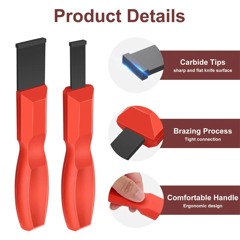 2Pcs Carbide Scraper Set Rust Removal Carbide Scraper Gasket Tool For Removing Gaskets Carbon Varnish Glue Concrete Barnacles