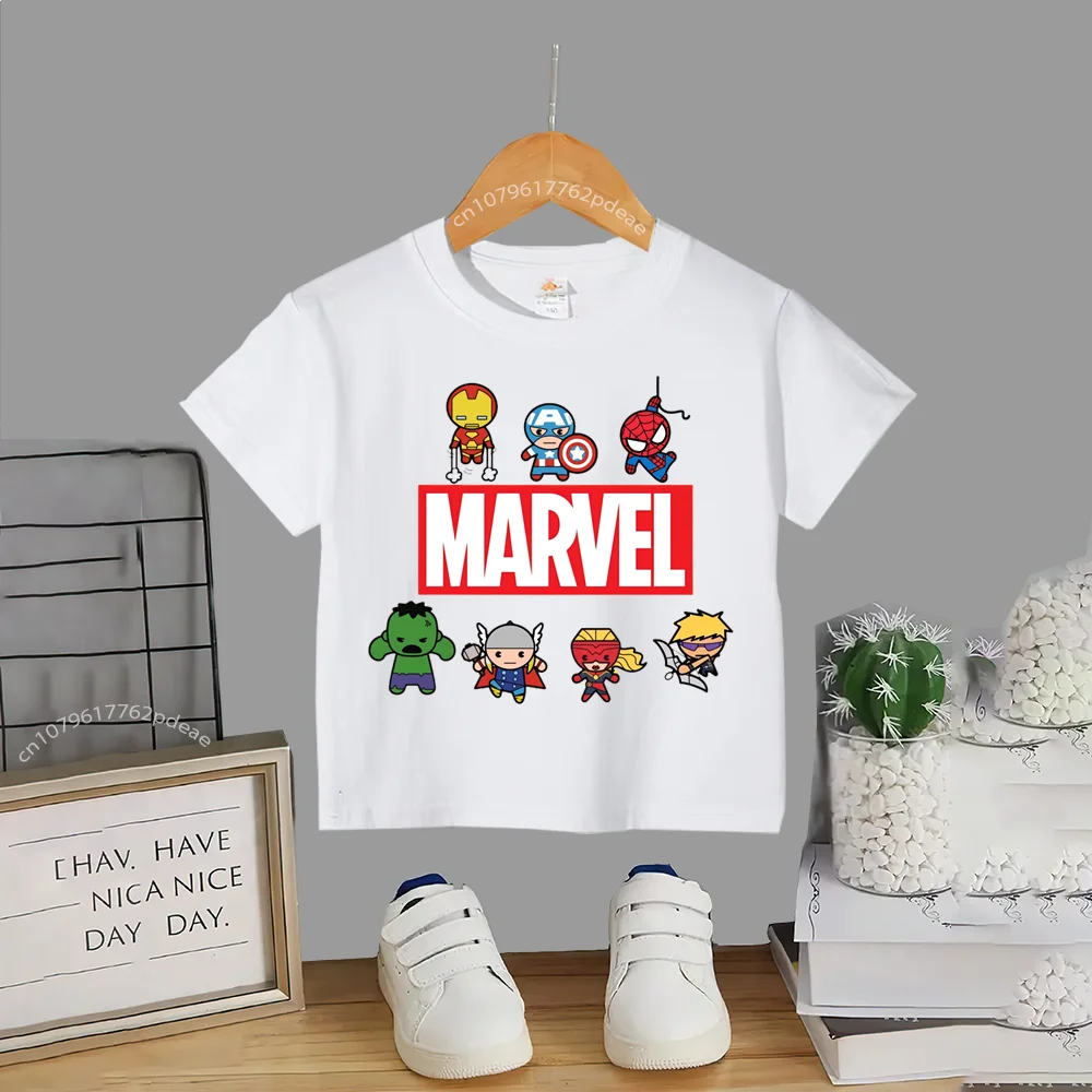 Superhero Teen 100% Cotton T-shirt Children\'s small cartoon print casual cotton T-shirt for boys and girls Baby comfortable shor