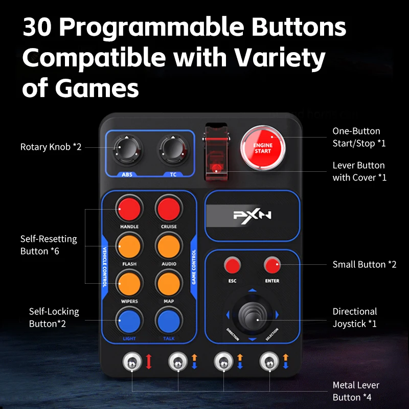 PXN CB1 Simulator Race Central Control Box Multifunctional Keys Control Box RGB For EURO Truck Simulator Racing Game Custom PC