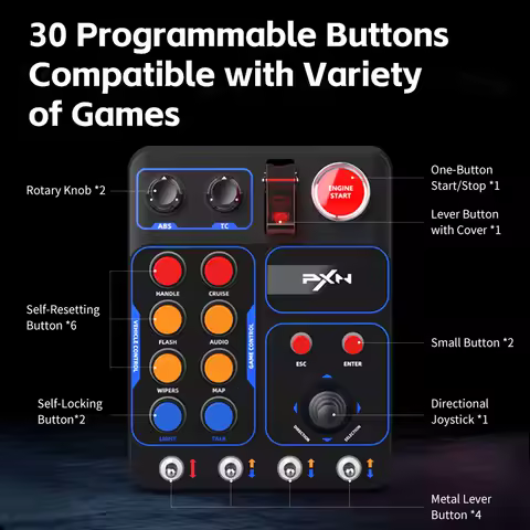 PXN CB1 Simulator Race Central Control Box Multifunctional Keys Control Box RGB For EURO Truck Simulator Racing Game Custom PC