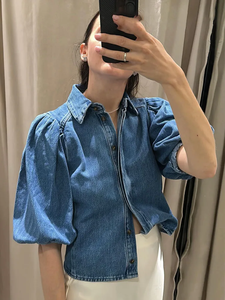 HH Traje de pantalones vaqueros lisos para mujer, camisas holgadas con solapa y un solo pecho + pantalón de pierna ancha con bolsillo lateral de cintura alta y cremallera, 3 colores