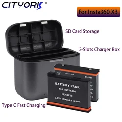 Insta360 X3 Battery+LED 2-Slots Fast Charging Box with Type-C Port For Insta360 One X3 Battery IS360X3B Insta 360 X3 Camera