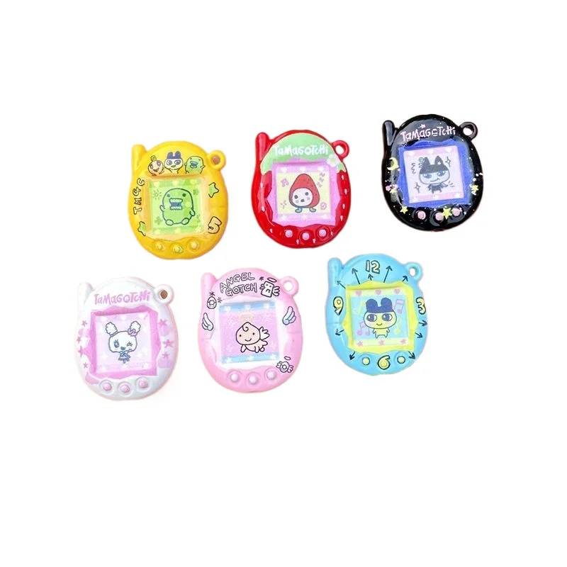 1/3/6pcs Tamagotchi Bead Accessories Acrylic Cartoon Small Arcade Machine Bead DIY Keychain Jewelry Material Fun Decoration view 2