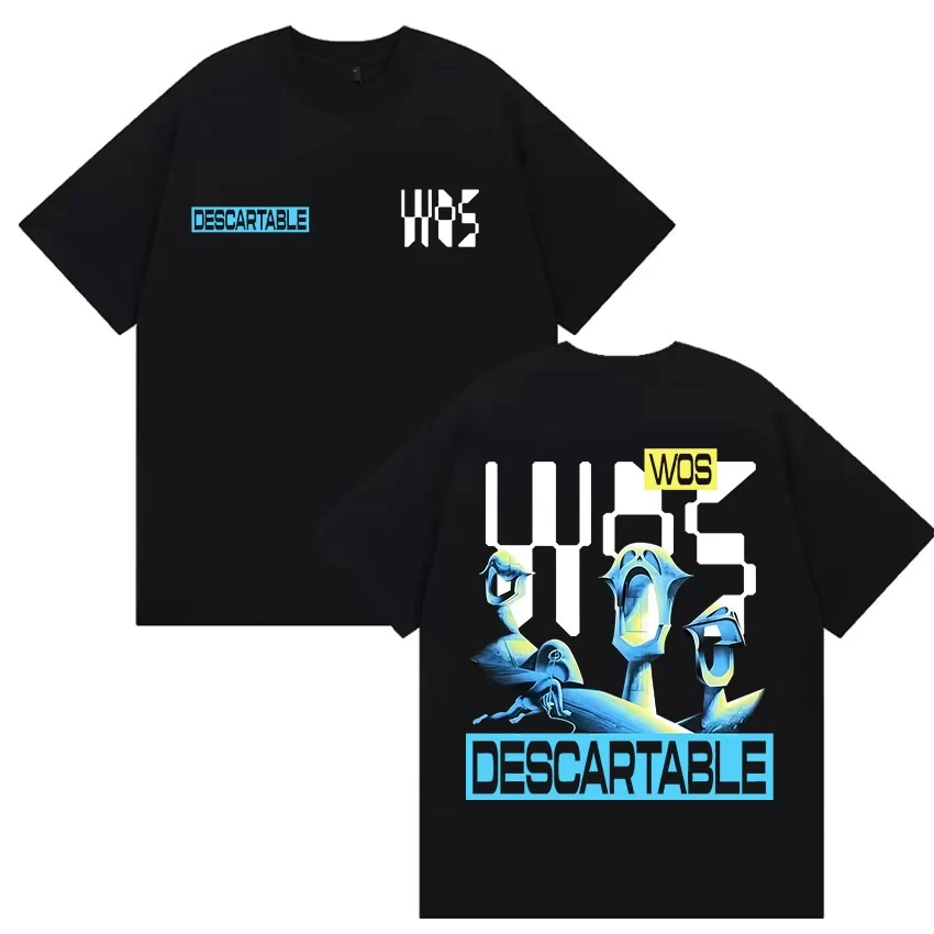 Camiseta con gráfico del logotipo del álbum 2026 del rapero Wos Ds3, camiseta retro de moda para hombre, camiseta de alta calidad, camisetas de algodón de hip hop, ropa de calle