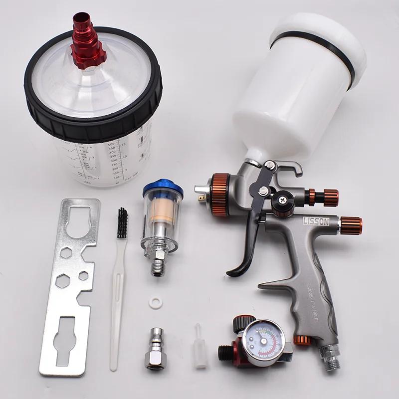 

Spray paint professional spray gun 1.3mm nozzle with pressure gauge, no wash cup spray paint gun