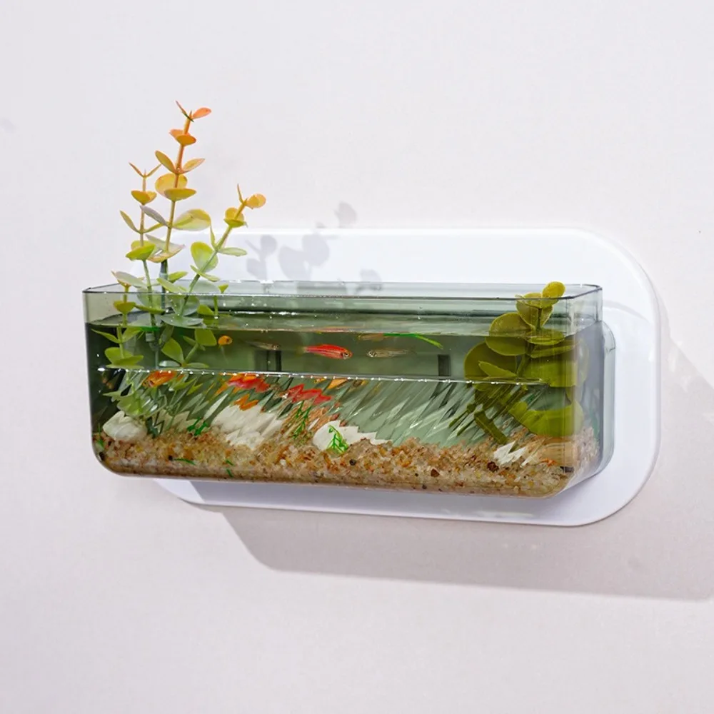 Punch Free Wall-mounted Plastic Vase Creative Detachable Wall Hanging Fish Tank Clear Multi-function Hydroponic Flower Pot