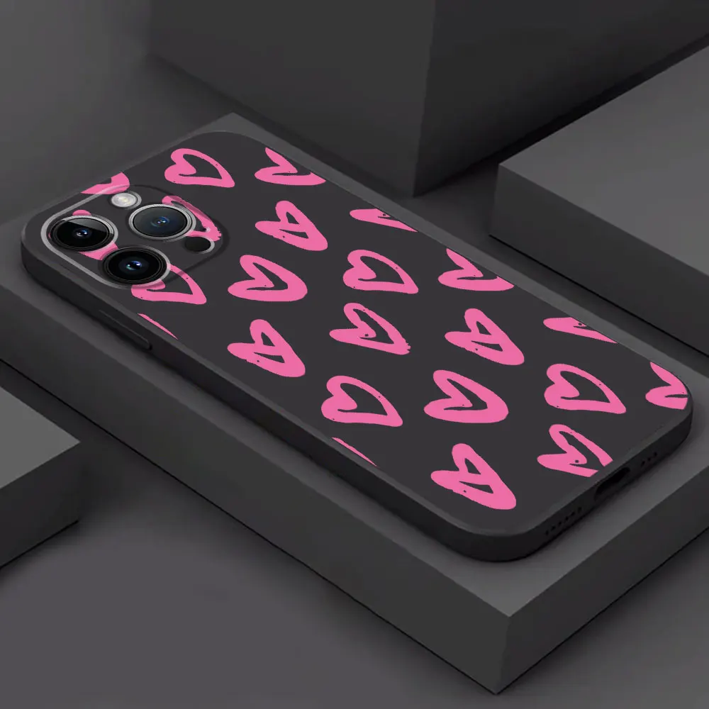 Funda Phone Case for Honor X8a X9a 90 Pro 70 X6a Magic5 Lite X6 X7 8X X8 Magic5 Cover Black Soft Girl Friends Pink Heart