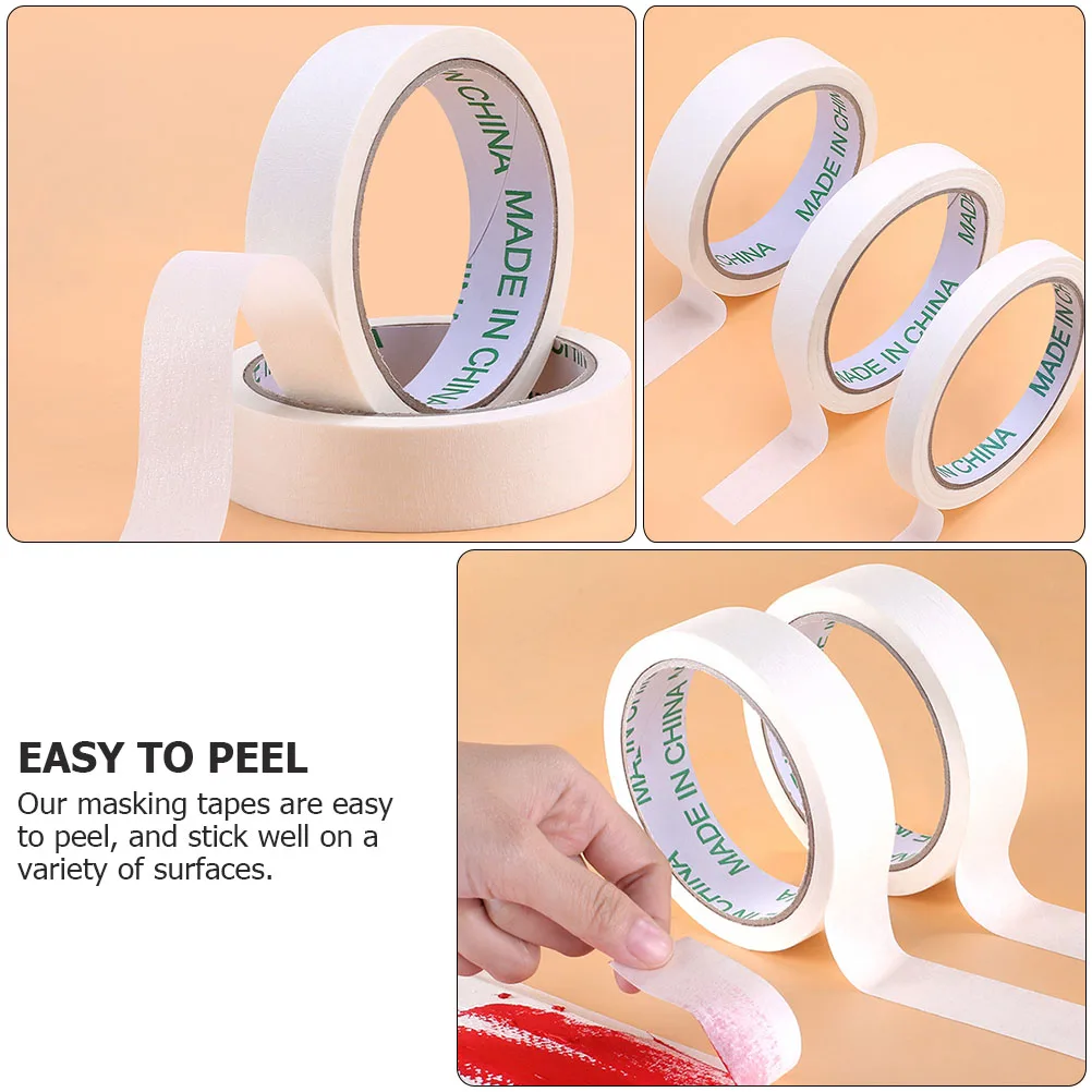 

5 Rolls White Masking Tape Crafts Practical PET Material Easy Peel Reusable No Residue DIY Projects Arts Activities Kids