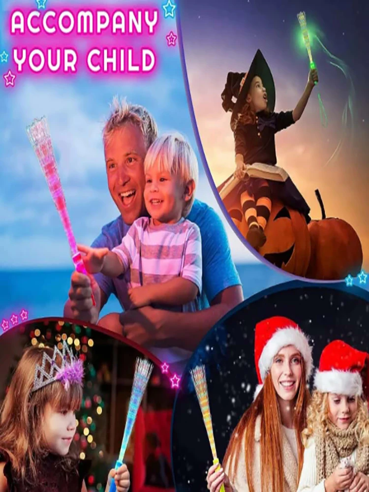 12/24 stks/partij LED Glow Stick Kleurrijke Fiber Glow Stick LED Speelgoed Party Nachtlampje Props Kerst Verjaardagscadeau bruiloft Party Gift - afbeelding 2