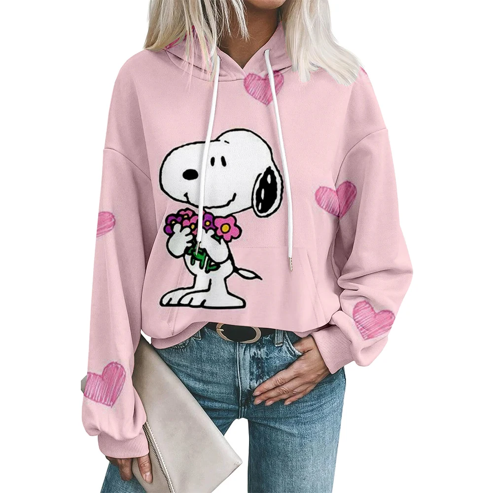 Elegante snoopy impressão hoodie moda feminina oversized hoodies moletom feminino suores casaco pulôver sudaderas ﻿