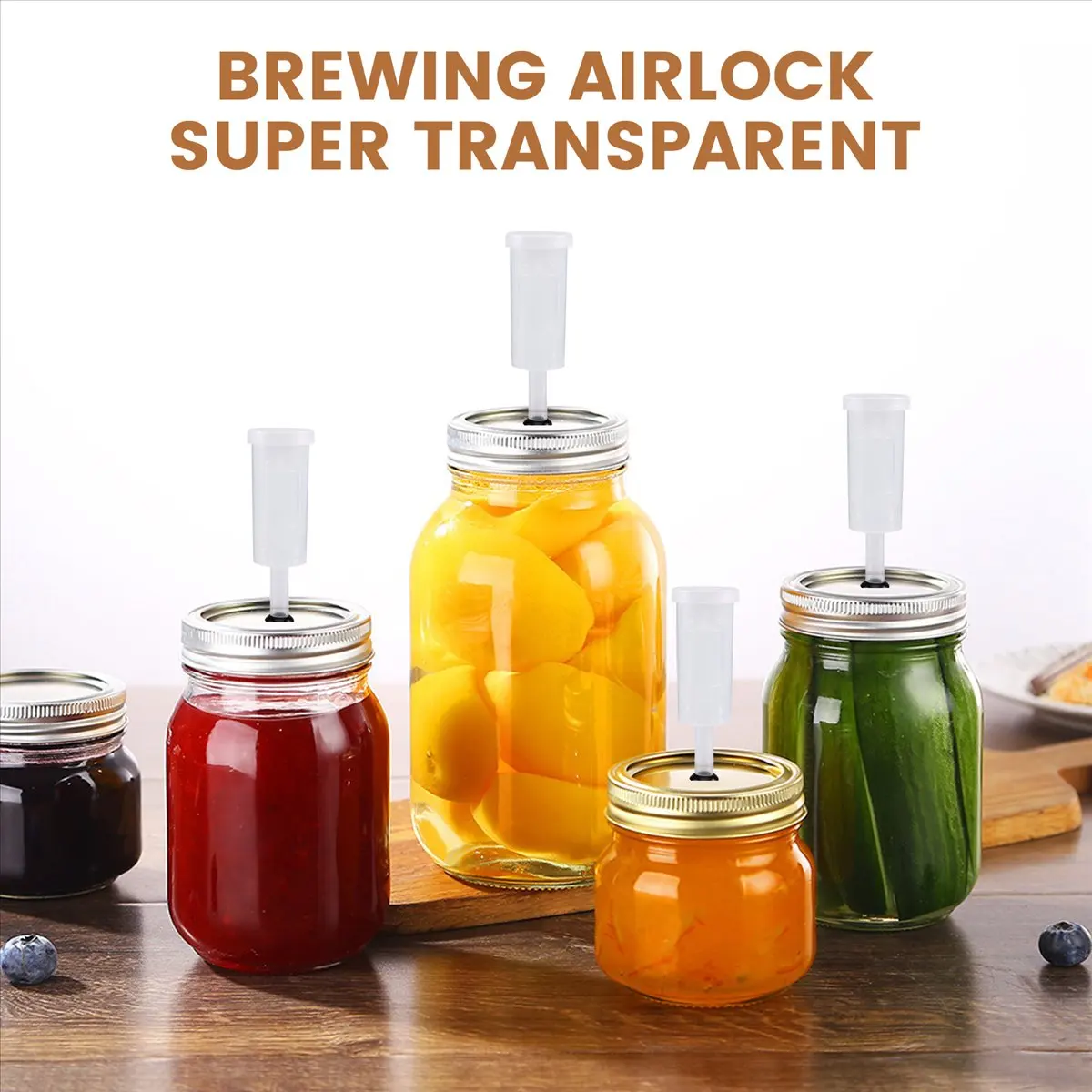 KSOL Fermentation Lids Kit,Airlock for Fermentation Air Locks with Black Grommets Airlock Bubble for Beer and Wine,Jar