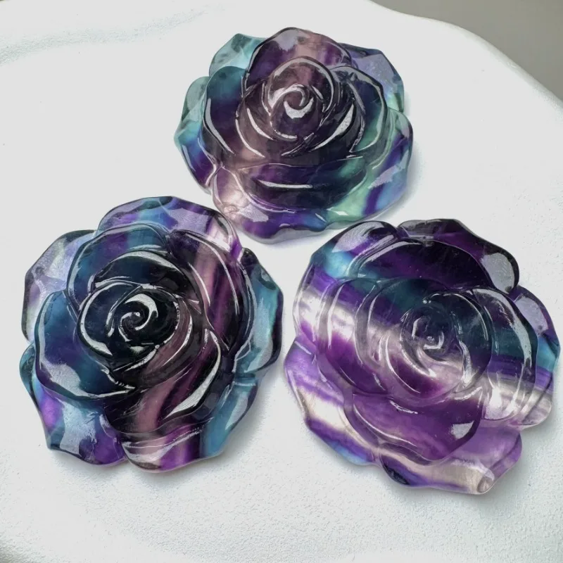 Natural Colorful Fluorite Hand -carved Rose Pendant Fashion Boutique Jewelry Men's and Female Flower Jade Necklace Gifts