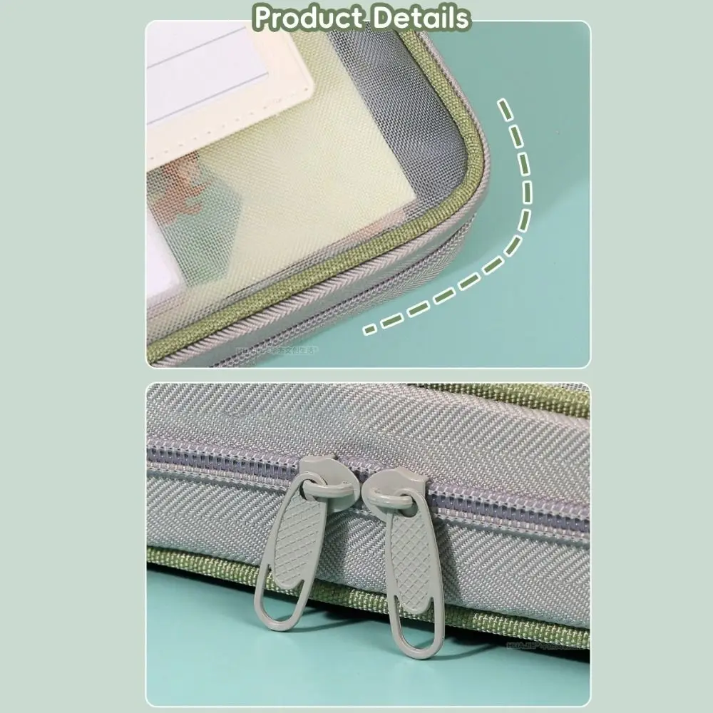 حقيبة تعليمية شبكية من النايلون جديدة شفافة سميكة بسحاب حقيبة مدرسية متعددة الطبقات محمولة للمدرسة