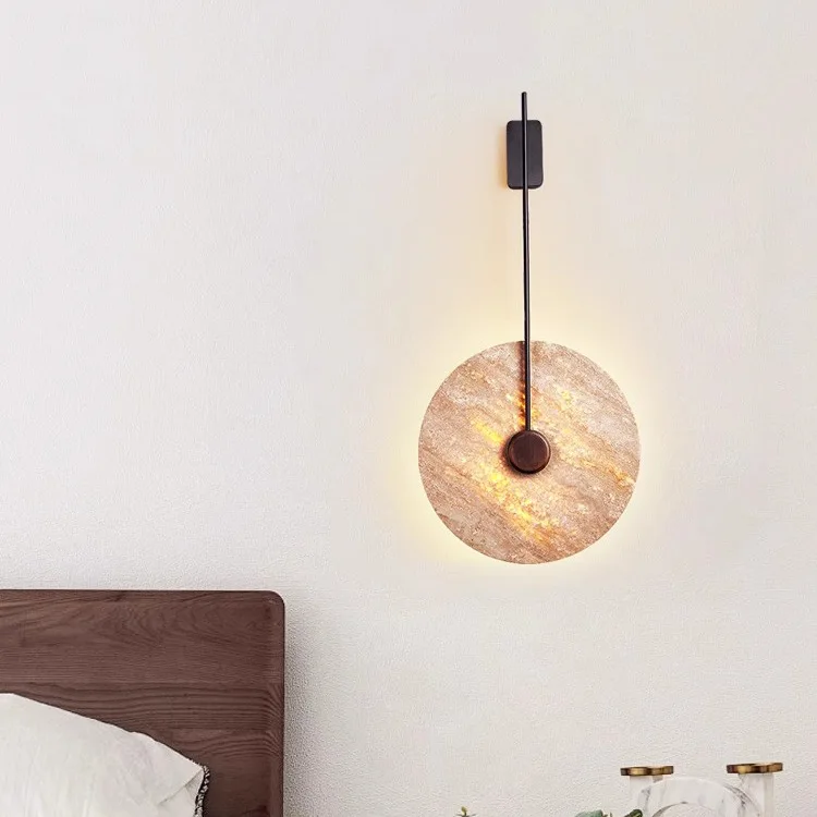 

Настенный светодиодный светильник Nordic Wabi-Sabi Travertine — японский креатив для спальни, коридора, фоновой стены и балкона