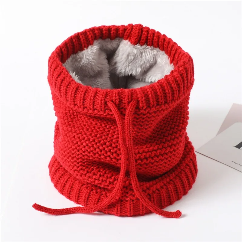 1Pc Winter Warm Plus Velvet Knit Neck Gaiter Solid Circle Go Out Wrap Cowl Loop Snood Scarf Outdoor Ski Climbing Men Women
