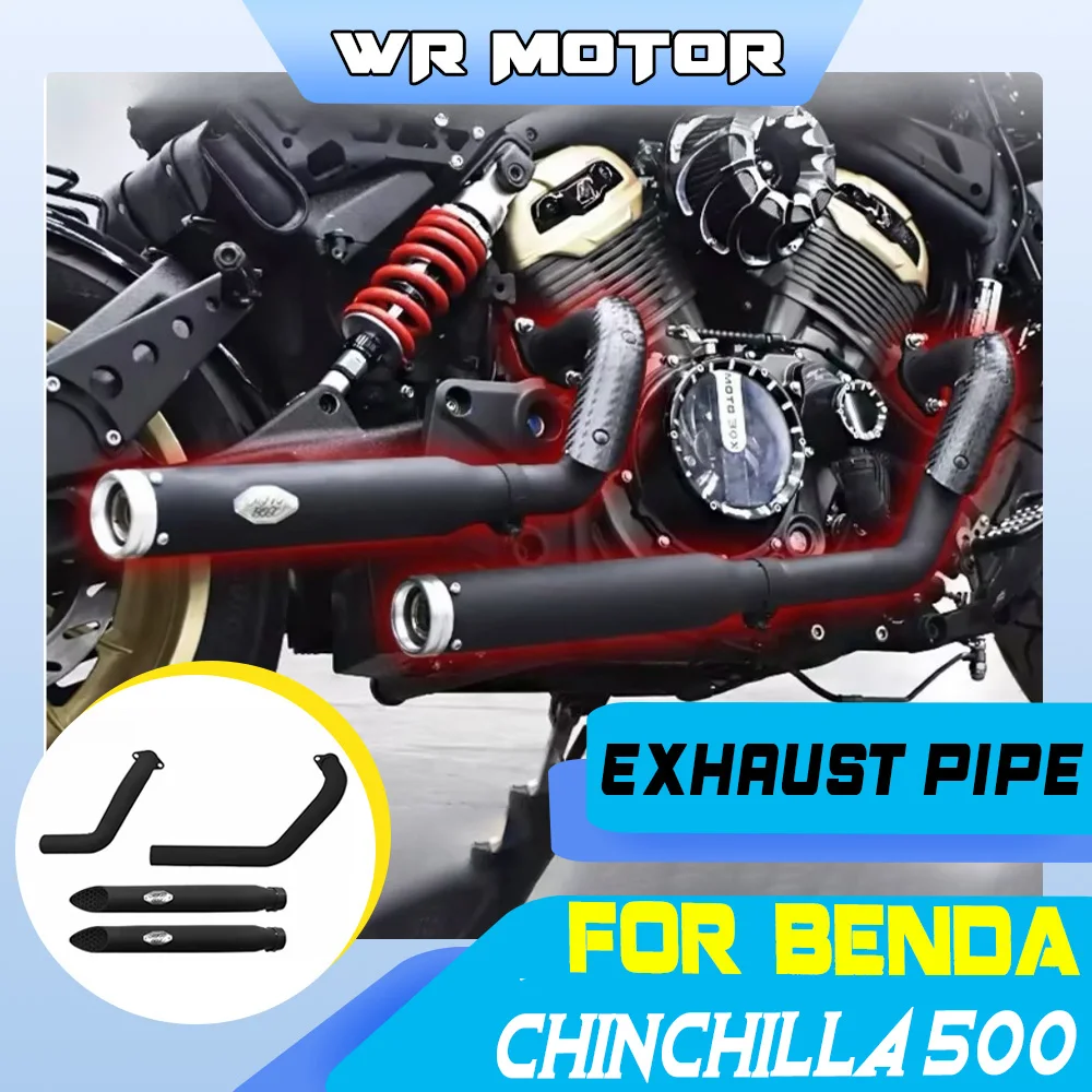 Fit BENDA Chinchilla 500 Full Exhaust Assembly Right Side Dual Slant Outlet Deep Bass Exhaust Pipe