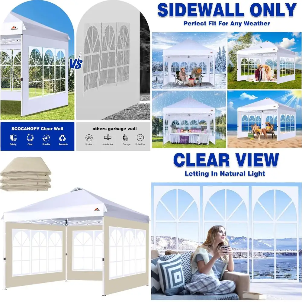 

Бежевые солнечные стенки с навесом 10x10, набор из 3 боковых стендов