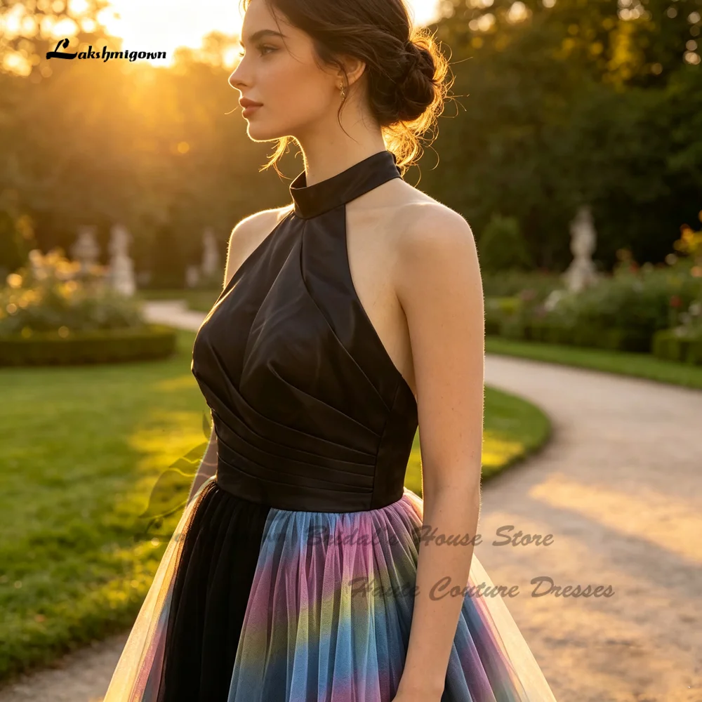 Lakshmigown Regenbogen Schwarze Hochzeitskleider Neckholder 2026 Vestidos Gothic Country Brautkleider Rückenfrei Maßanfertigung – Detail 2