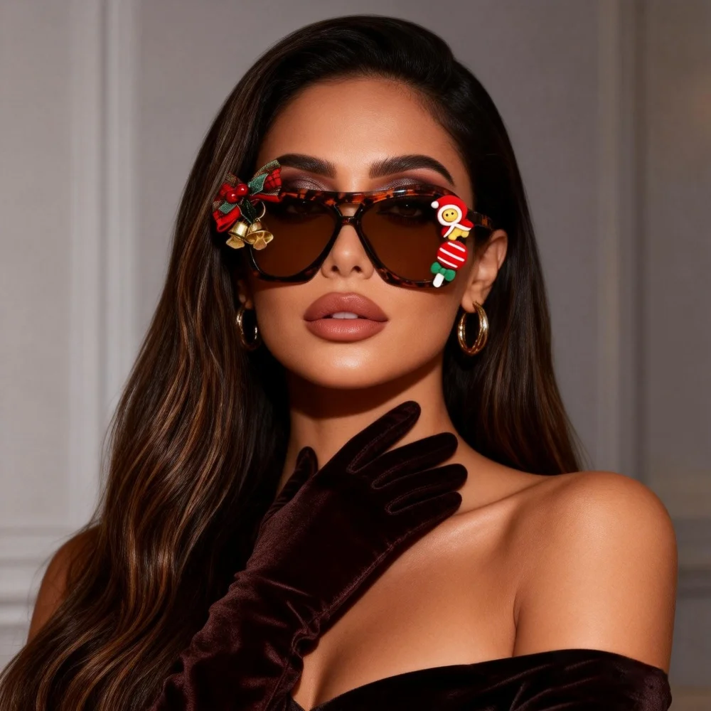 European and American Christmas limited edition sunglasses hollowed out nose bridge  generous frame Y2K personalized sunglasses