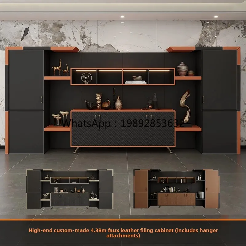 YFY Office Background Display Cabinet File Cabinet Wooden Simple Modern Bookshelf Wall-Mounted Floor-Standing