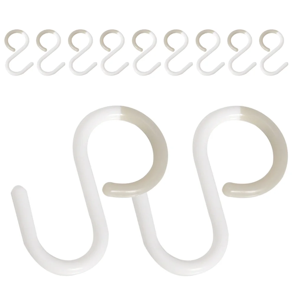 12 Pcs Mug Hooks up White Hangers Key Shower Curtain Rings Brushed Nickel Pp For Hats